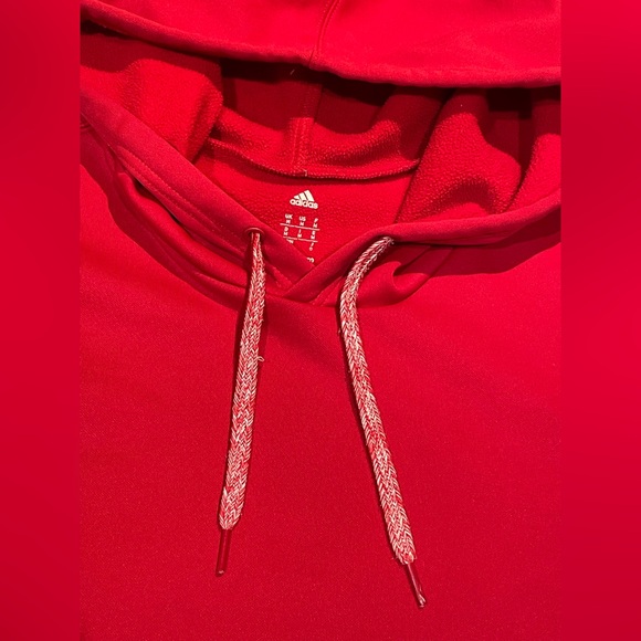 *NEW* Adidas Red Pullover Hoodie with Logo Sleeve - Picture 4 of 7